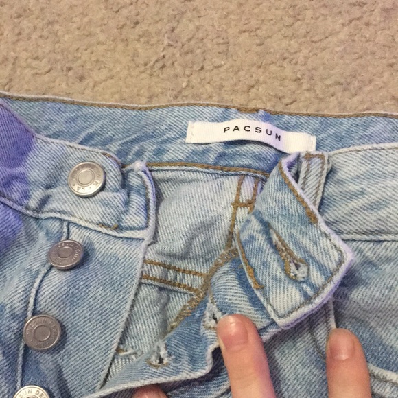 buttonfly 27 high rise straight pacsun patch leg light wash jeans - Picture 1 of 4